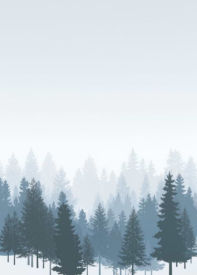 Misty Winter Blue Forest