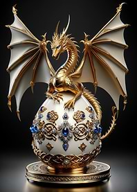 Golden Dragon on Jeweled Egg