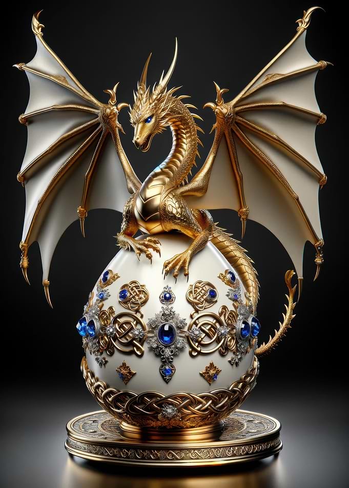 Golden Dragon on Jeweled Egg