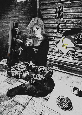 Urban Manga Girl with Coffee
