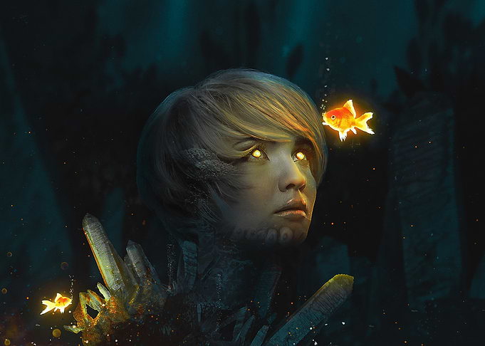 Underwater Portrait with Goldfish
