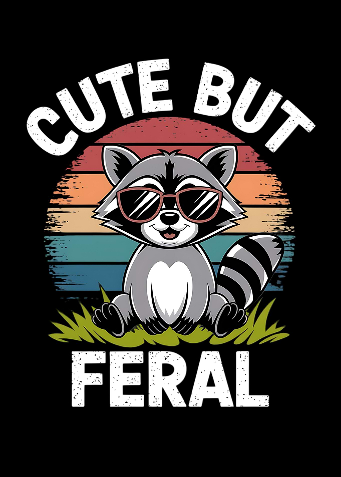 Cute But Feral Raccoon Illustration
