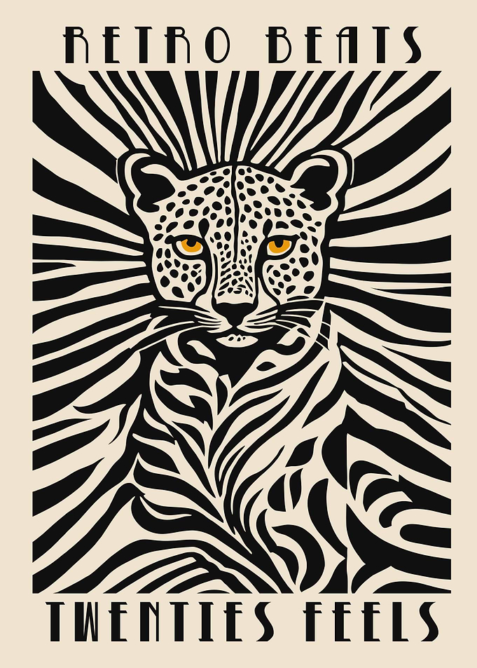 Retro Beats Twenties Feels Leopard Art