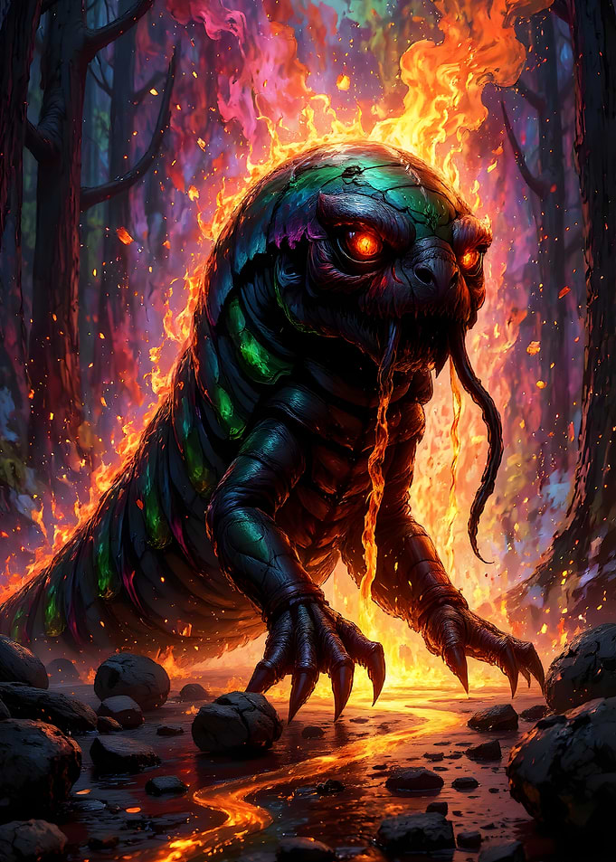 Fiery Monster in the Forest