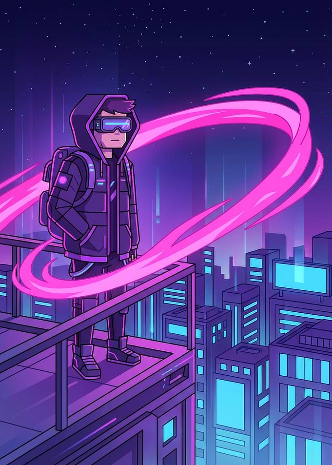 Roblox character in cyberpunk style