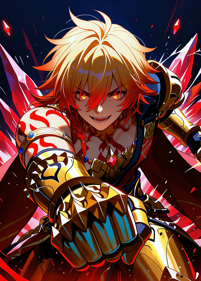Anime Character with Golden Armor