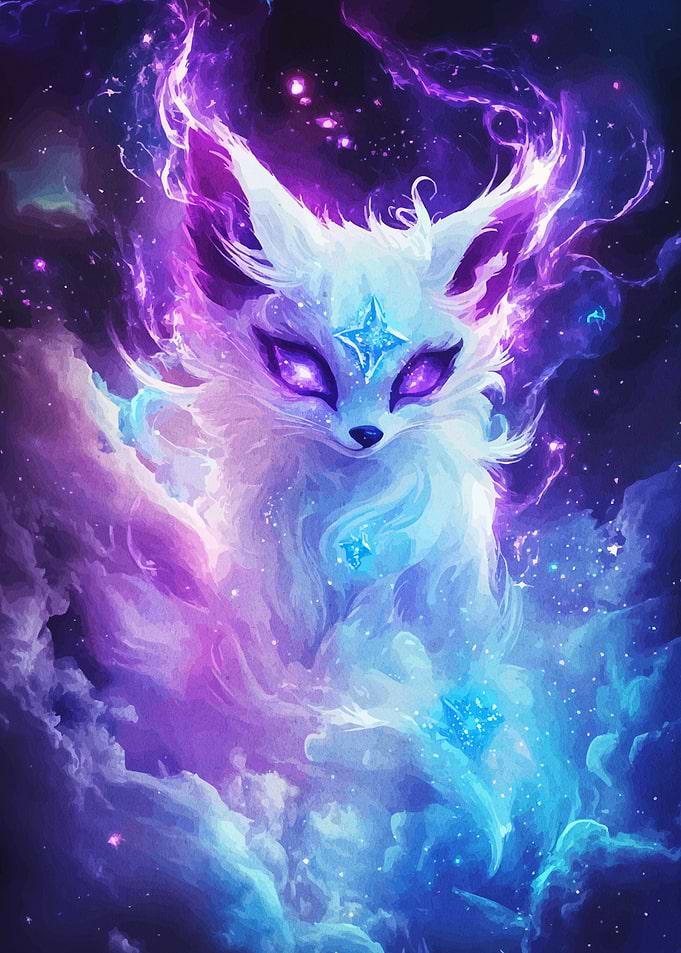 Celestial Fox in Cosmic Nebula