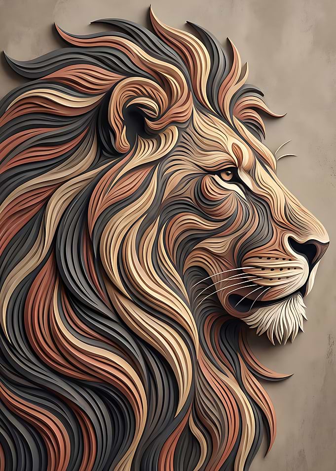 Lion Abstract Profile Art