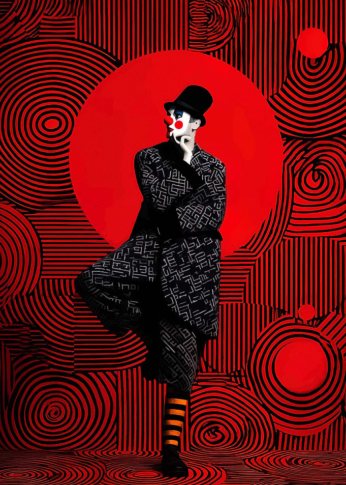 Clown in Red and Black Pattern