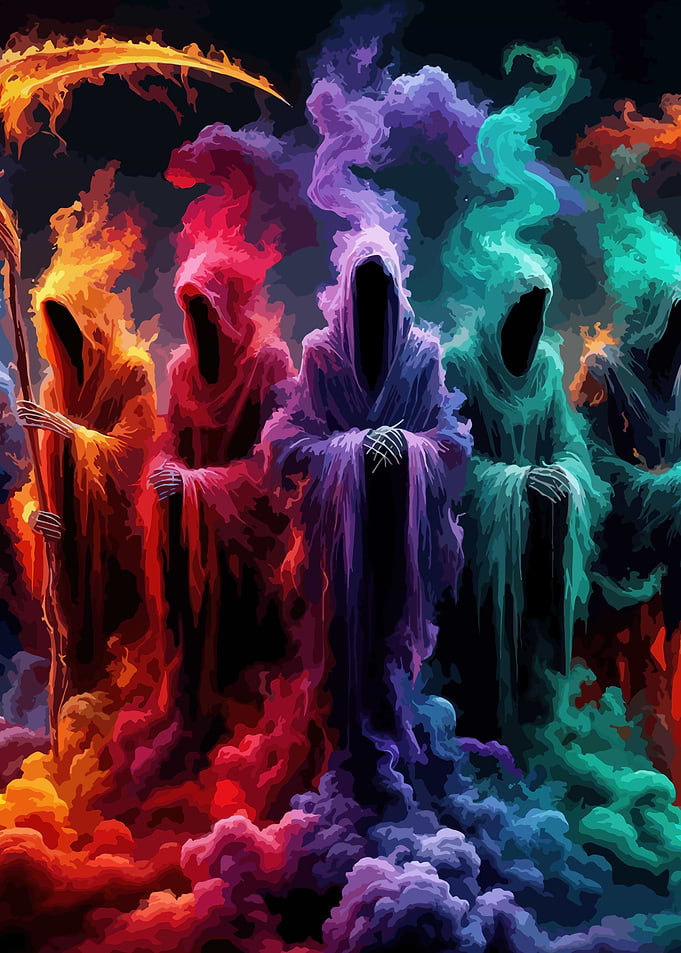 Colorful Grim Reapers