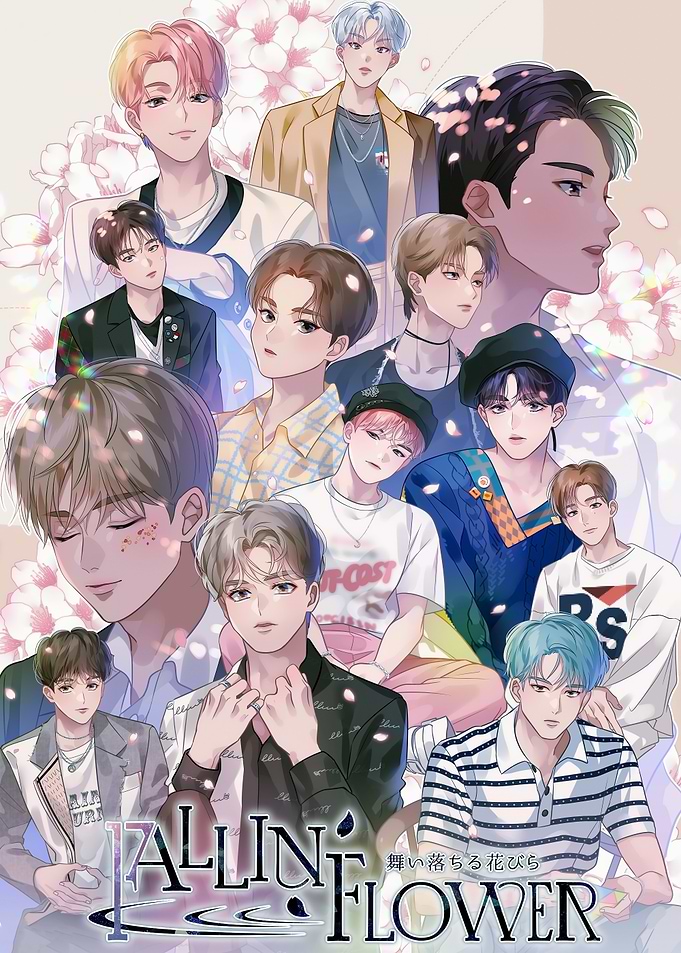Falling Flower: Anime-Style Group Portrait