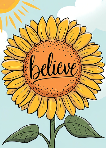 Believe Sunflower Illustration
