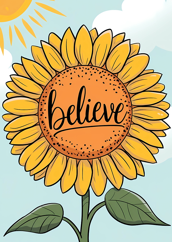 Believe Sunflower Illustration