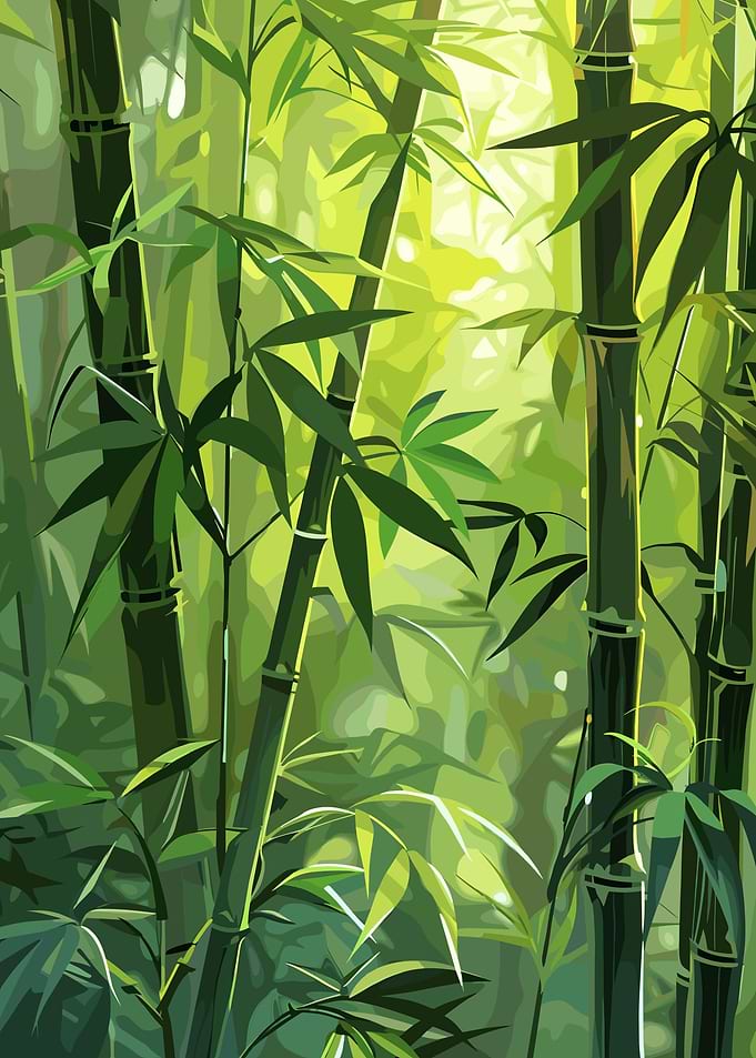 Lush Green Bamboo Forest Illustration