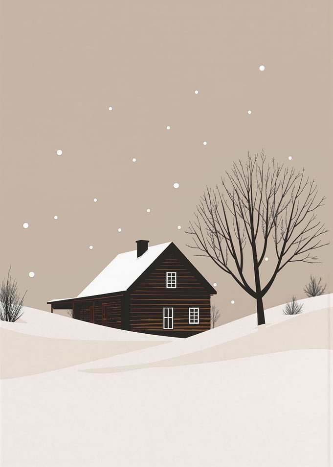 Winter Cabin in Snowfall