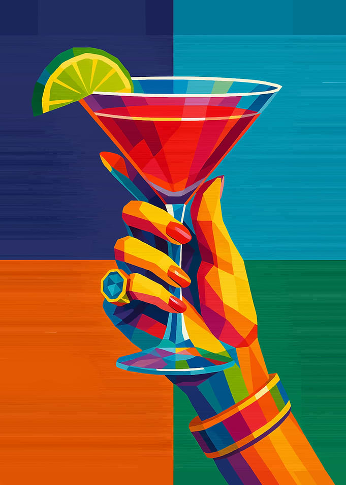 Colorful Cocktail in Hand Pop Art