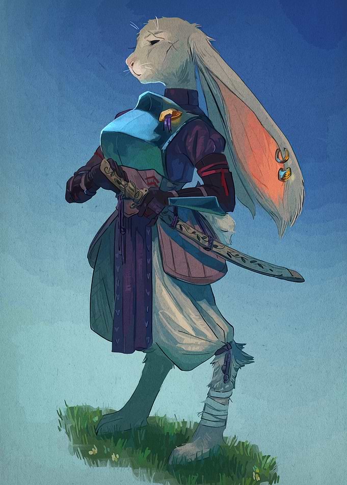 Anthropomorphic Rabbit Warrior Illustration