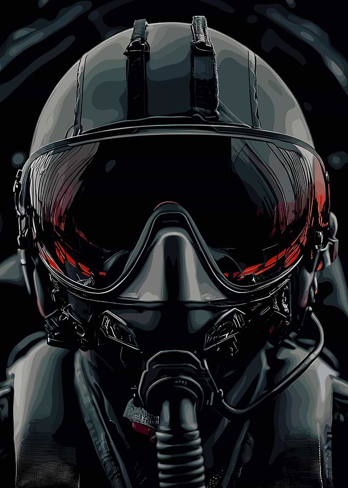 Pilot in Flight Helmet Illustration