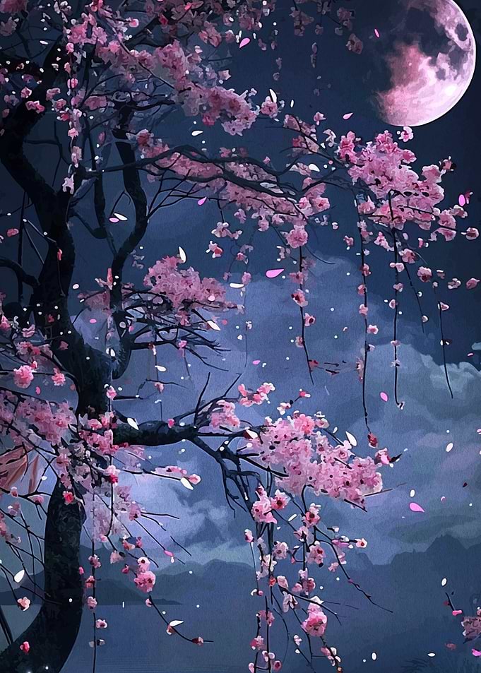 Cherry Blossoms under the Moonlight