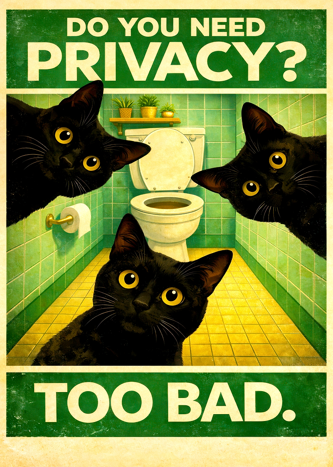 Cats in Bathroom: No Privacy