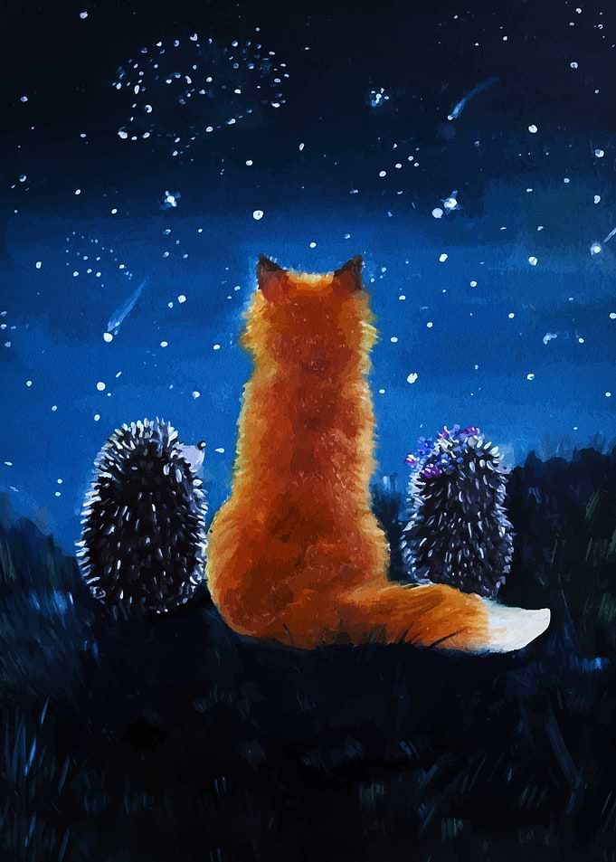 Fox and Hedgehogs Stargazing
