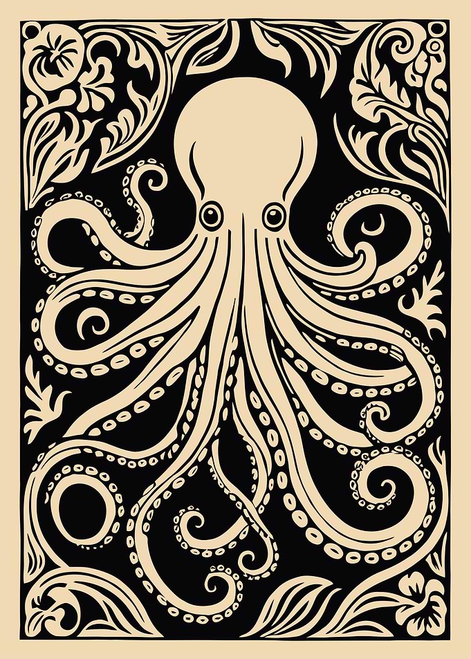 Octopus Art Nouveau Illustration