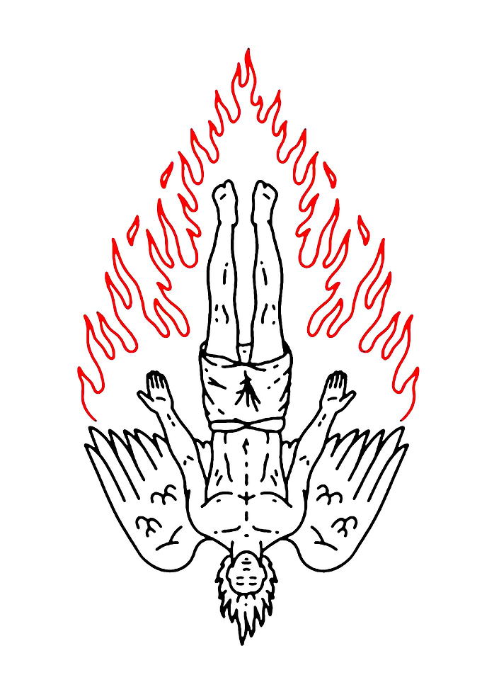 Falling Angel in Flames Illustration