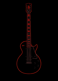 Electric Guitar Red Outline on Black