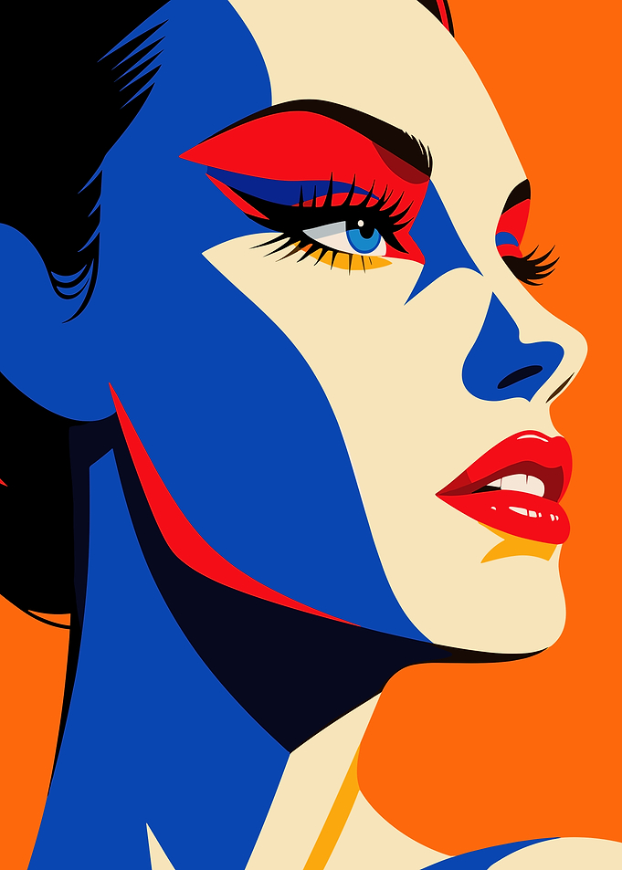 Abstract Woman Portrait with Bold Colors