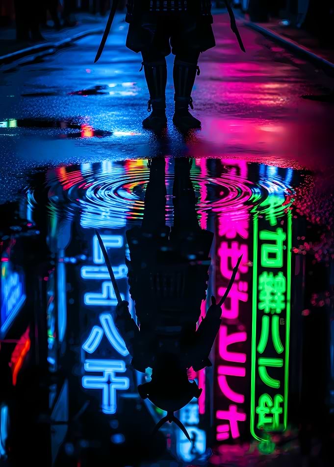 Cyberpunk Samurai Reflection