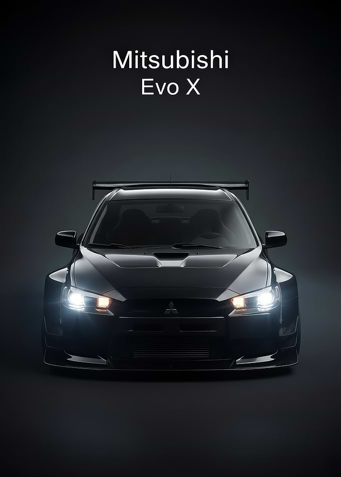 Mitsubishi Evo X black poster
