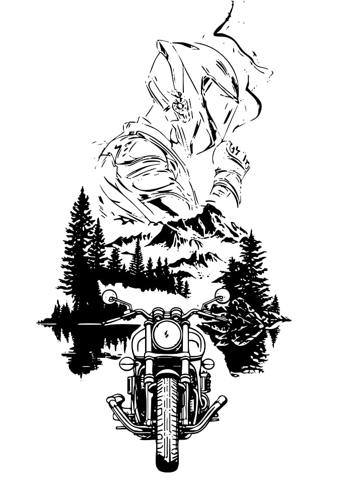 Motorcycle Rider in Nature