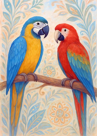 Two Parrots on a Branch