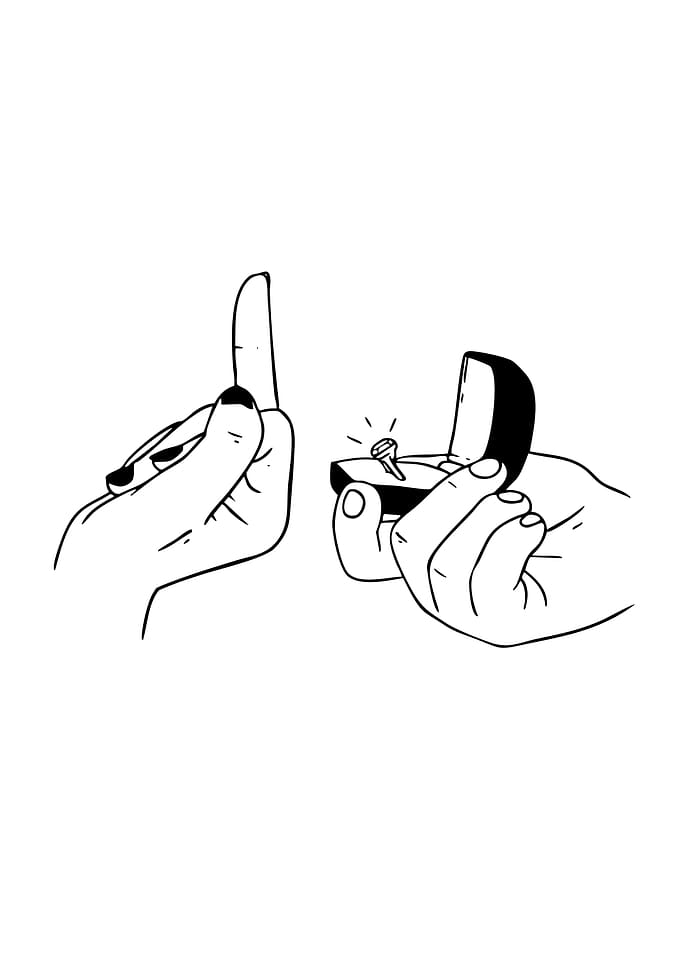 Engagement Ring Rejection Line Art