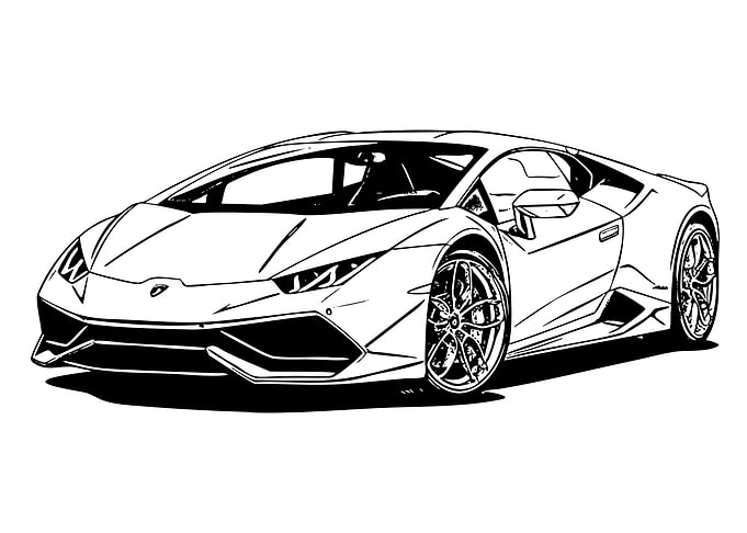 Lamborghini Huracan Black and White Illustration
