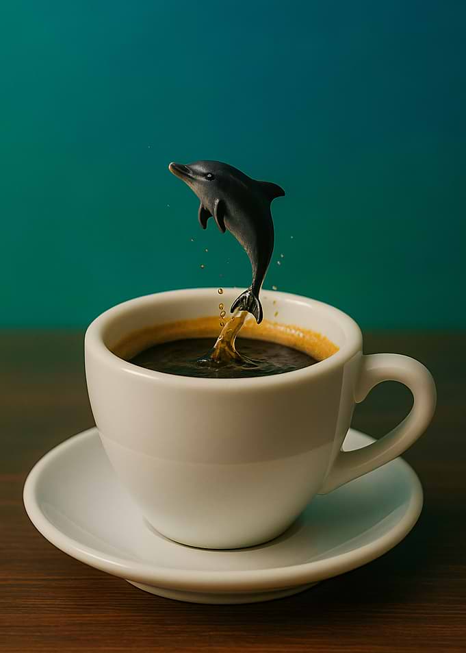 Dolphin Jumping into Coffee Cup