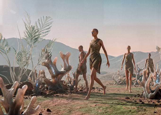 Plant mars Landscape with Humans of the future