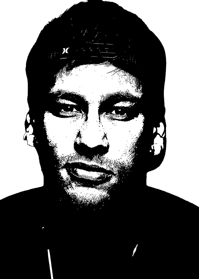 Black and White Portrait of Neymar