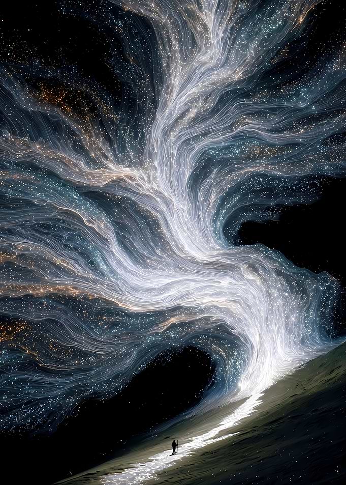 Cosmic River and Lone Figure
