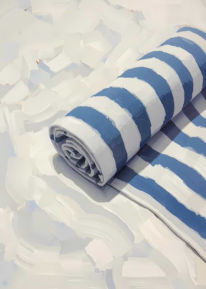 Rolled Blue and White Striped Towel