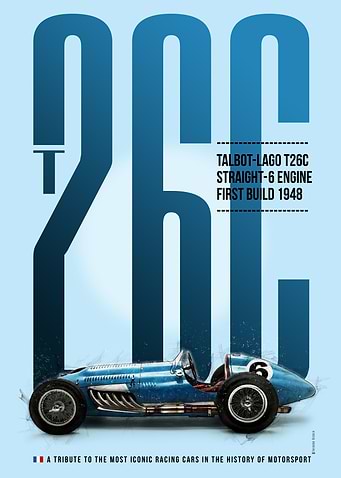 Talbot-Lago T26C Racing Car Poster