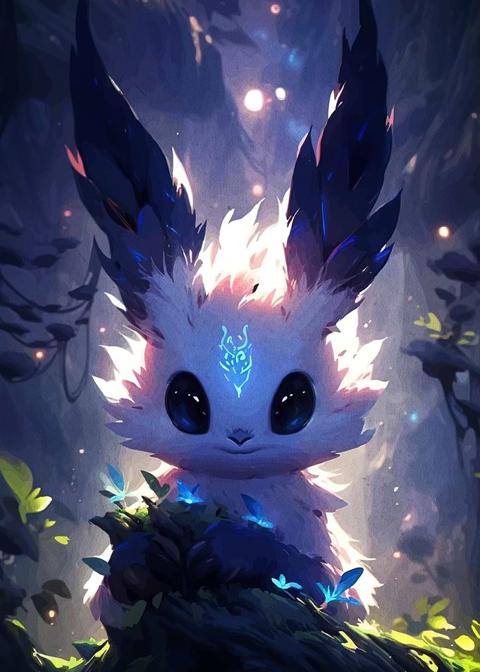 Glowing Creature in Enchanted Forest