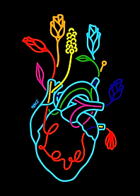 Colorful Heart with Flowers and Love