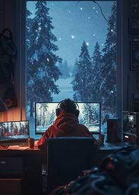 Cozy Winter Gaming Setup