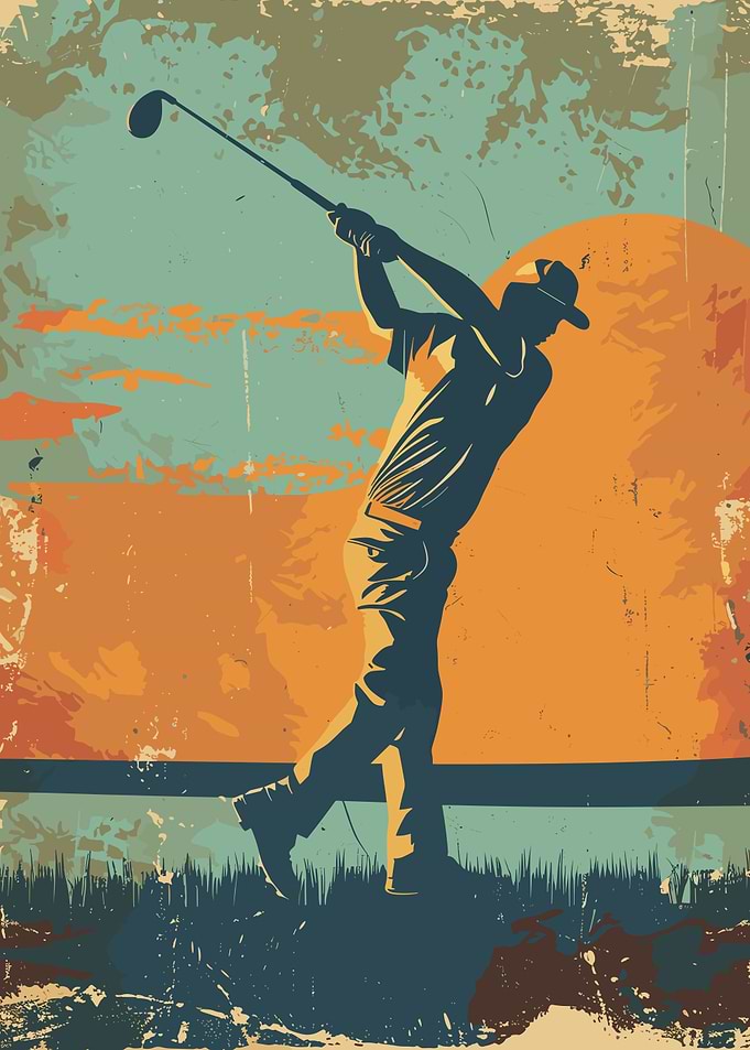 Vintage Golf Swing Silhouette Poster