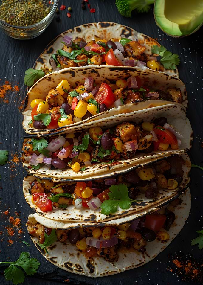 Delicious Tacos with Colorful Toppings