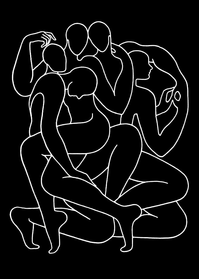Abstract Figures in White Outline