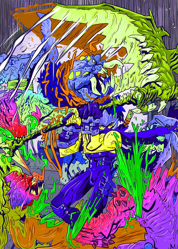 Warrior Surrounded by Monsters