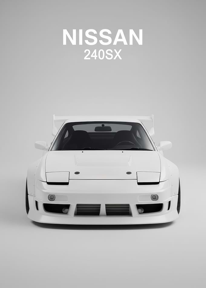 white Nissan 240SX jdm poster