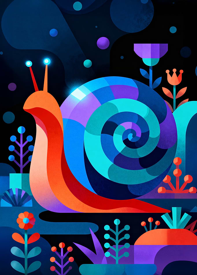 Colorful Snail in a Geometric Garden